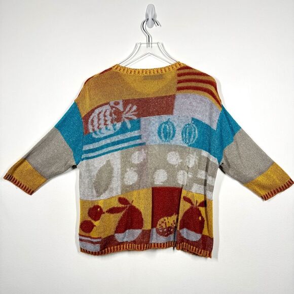 M&Kyoko Japanese Designer Womens Size F Textured Knit Colorful Patterned Sweater - Picture 3 of 11